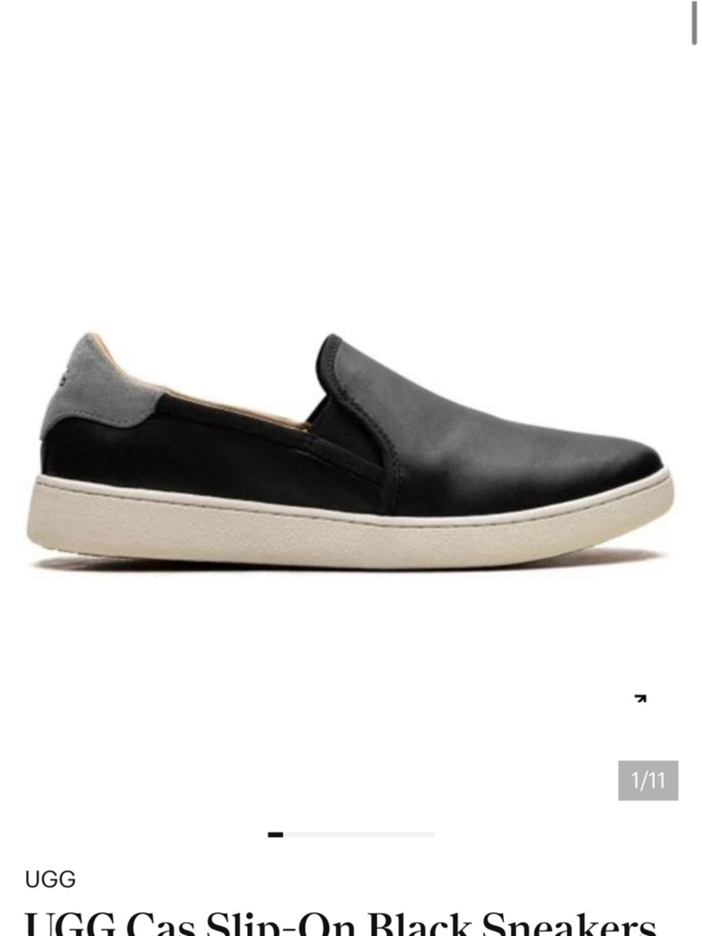 UGG Cas Black Slip-On Sneakers with Silver Heel